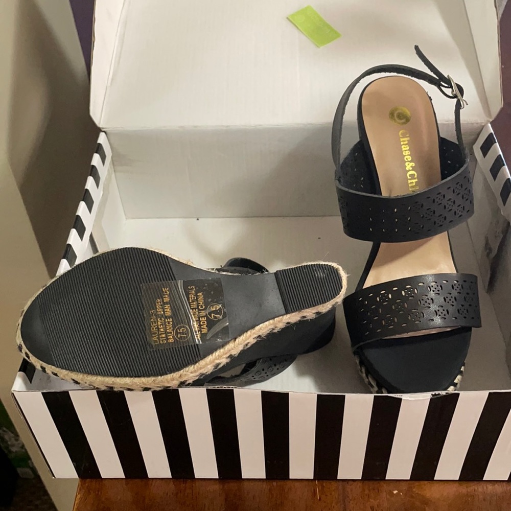 Chase and Chloe wedges. Black. Never worn.
